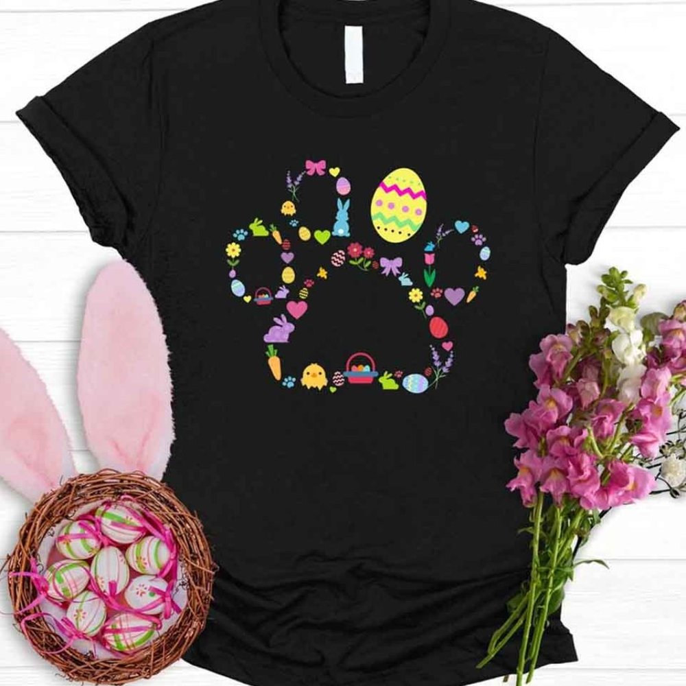 Easter Dog Paws T-Shirt, Happy Easter Day Shirt, Ice Cream Lover T-Shirt
